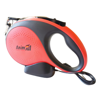 ТМ AnimAll Рулетка-повідець з LED ліхтариком, М до 25кг/5м червона-чорна