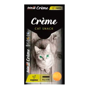 Ласощі AnimAll Сrème для котів зі смаком курки, 6 х15 г