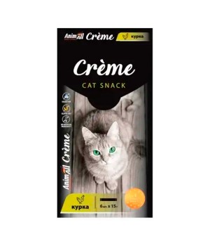 Ласощі AnimAll Сrème для котів зі смаком курки, 6 х15 г