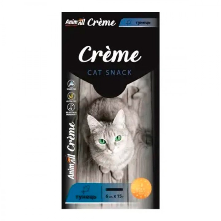 Ласощі AnimAll Сrème для котів зі смаком тунця, 6 х15 г