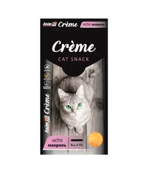 Лакомство AnimAll Сrème для кошек со вкусом макрели, 6 х15 г