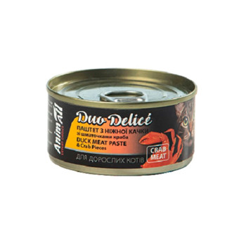 Вологий корм для котів AnimAll Duo Delice - Паштет з качки зі шматочками краба, 80 г