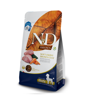 Сухий беззерновий корм Farmina N&D BROWN для собак дрібних порід з коричневою шерстю з ягням, спіруліною та морквою, 2 кг