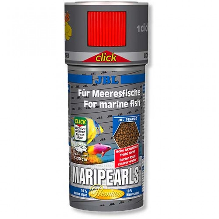 Корм преміум-класу JBL MariPearls CLICK в формі гранул для морських риб, в банку з дозатором, 250 мл