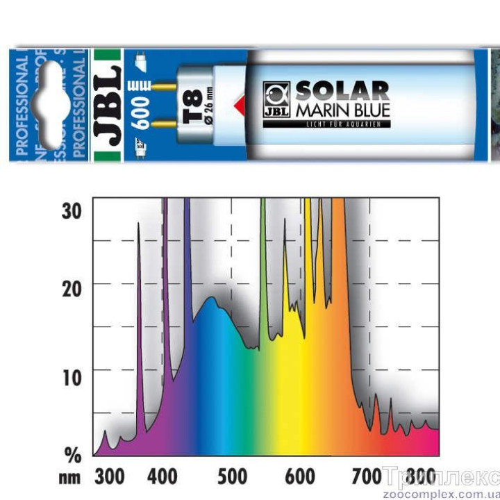 Синяя люминесцентная лампа JBL Solar Marin Blue T8 для морских аквариумов, 25 Вт, 742 мм