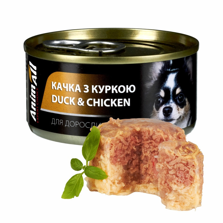 Влажный корм AnimAll для собак утка с курицей, 85г