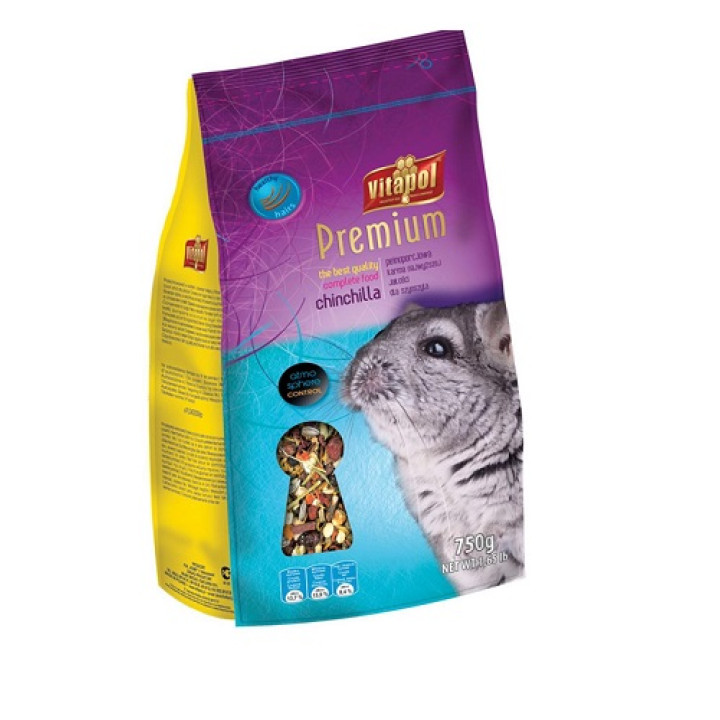 Корм Vitapol Premium Полнорационный, премиум, для шиншилл, мягкая упаковка, 750 г