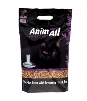 Деревний наповнювач AnimAll для котів, з ароматом лаванди, 2.8 кг
