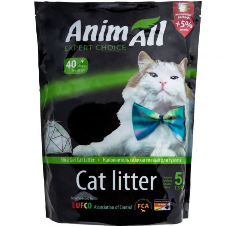 Силикагелевый наполнитель AnimAll Кристаллы изумруда, для кошек, 5 л (2.1 кг)