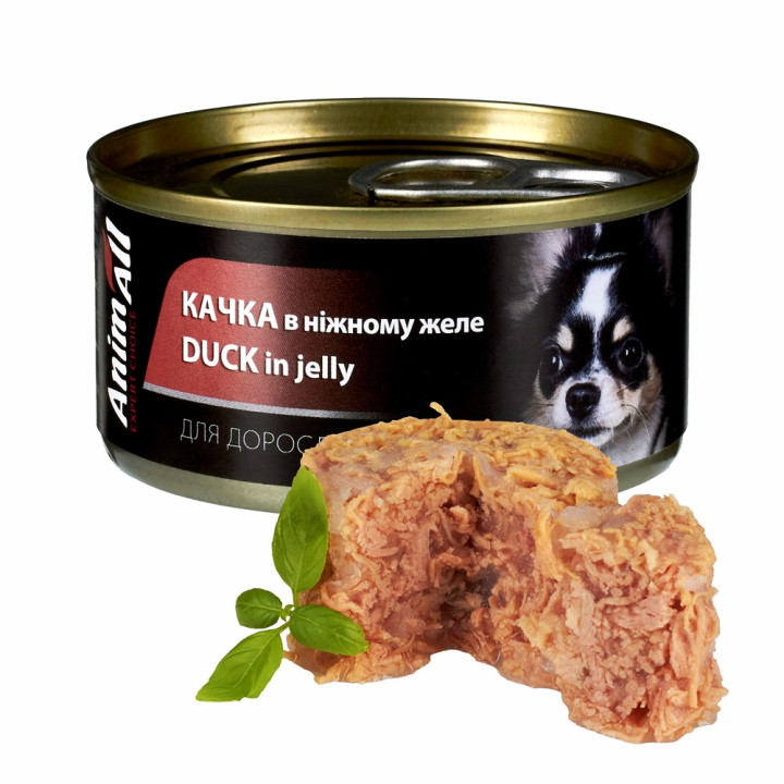 Вологий корм AnimAll для собак, качка в ніжному желе, 85г