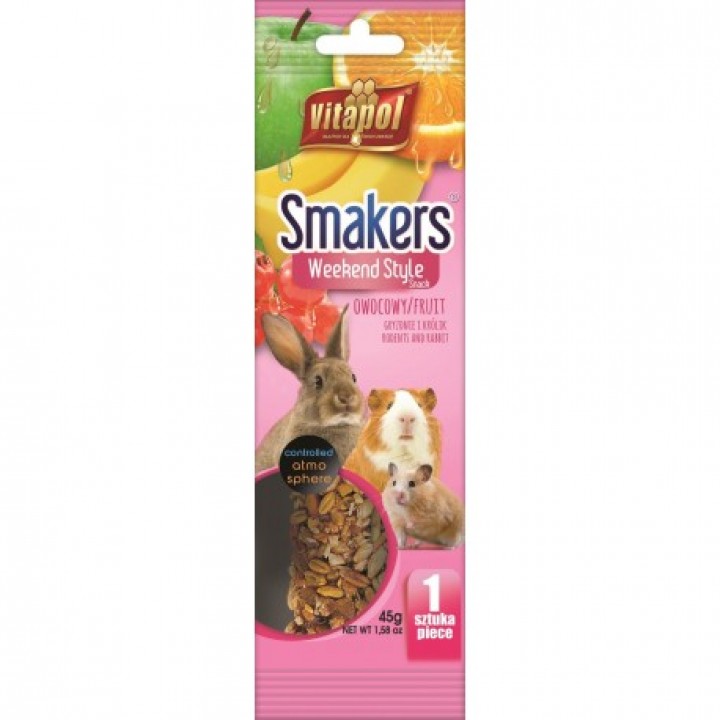 Колба Vitapol Smakers Box для грызунов со вкусом фруктов, 45 г, 1 шт