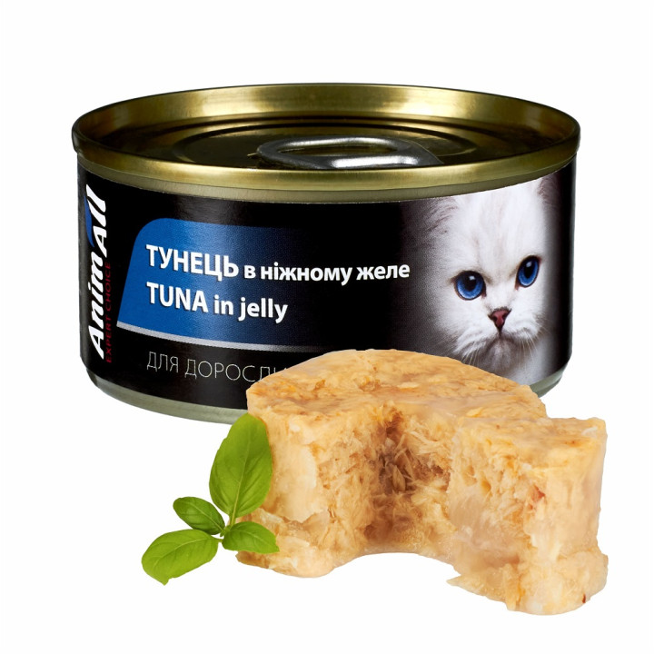 Влажный корм AnimAll для кошек, тунец в нежном желе, 85г