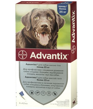 Краплі від бліх і кліщів Bayer Advantix для собак вагою понад 25 кг, 1 піпетка