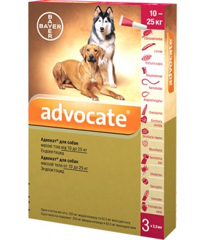 Капли против паразитов Bayer Advocate для собак 10-25 кг, 1 пипетка