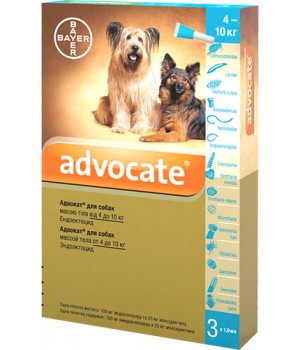 Краплі проти паразитів Bayer Advocate для собак 4-10 кг, 1 піпетка