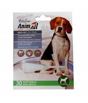 Краплі AnimAll VetLine Spot-On від бліх і кліщів для собак вагою 10-20 кг