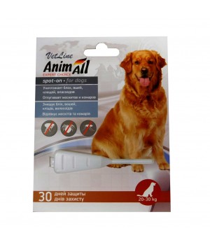 Краплі AnimAll VetLine Spot-On від бліх і кліщів для собак вагою 20-30 кг