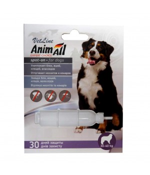 Краплі AnimAll VetLine Spot-On від бліх і кліщів для собак вагою 30-40 кг