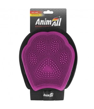 Перчатка для вычесывания шерсти AnimAll Groom для животных, розовая
