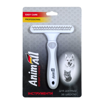 Расческа-грабли AnimAll Groom для животных, Серая