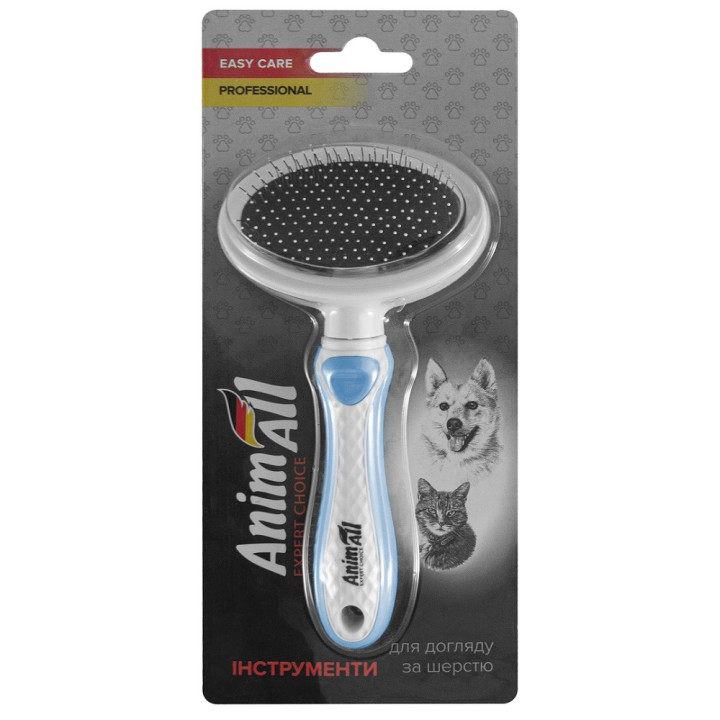 Пуходерка AnimAll Groom для животных, М, голубая