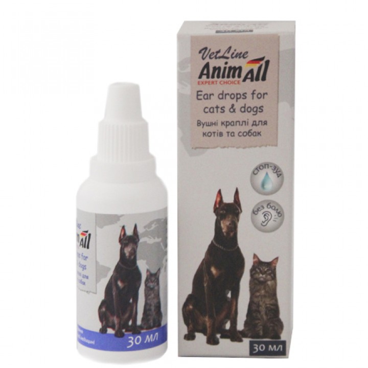 Вушні краплі AnimAll VetLine для котів і собак, 30 мл