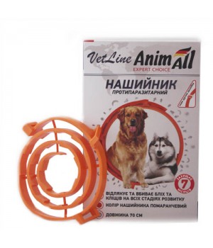 Ошейник противопаразитный AnimAll VetLine для собак, оранжевый, 70 см