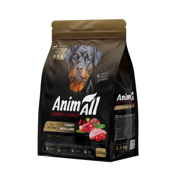 Сухой корм AnimAll для взрослых собак крупных пород со свежей индейкой и ягненком, 2,5 кг