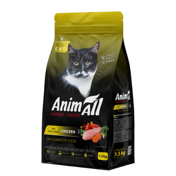 Сухой корм AnimAll для кошек со свежей курицей, 1,5 кг