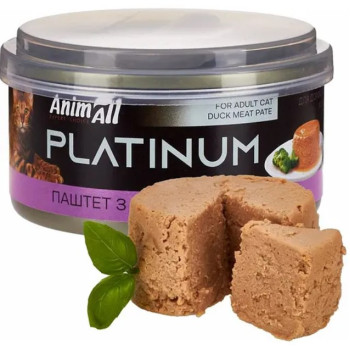 Влажный корм для кошек AnimAll Platinum, нежный паштет из утки, 70 г