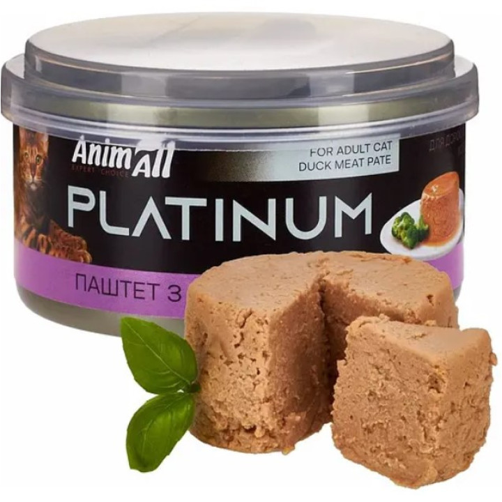 Вологий корм для котів AnimAll Platinum, ніжний паштет з качки, 70 г