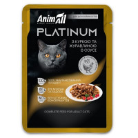 Вологий корм AnimAll PLATINUM Пауч для дорослих котів з Куркою та Журавлиною в соусі, 85г