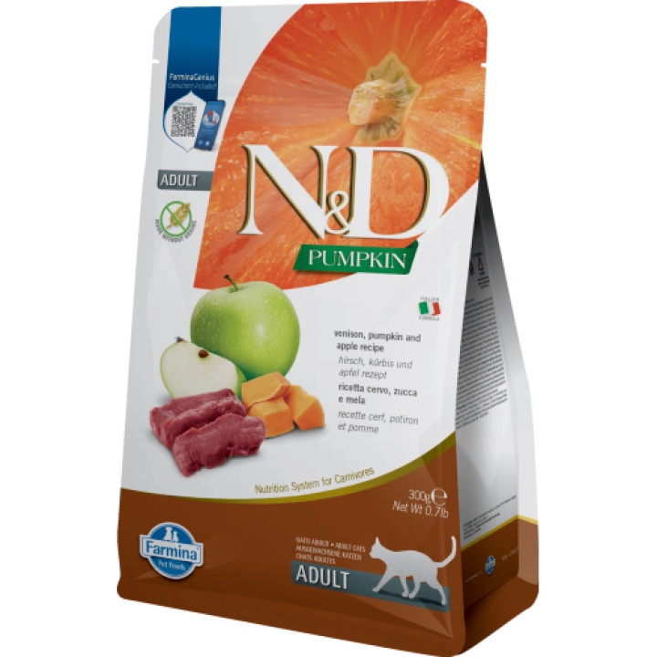 Farmina N&D Pumpkin Venison&Apple Adult - корм Фармина для взрослых кошек с тыквой, олениной и яблоком 300 г