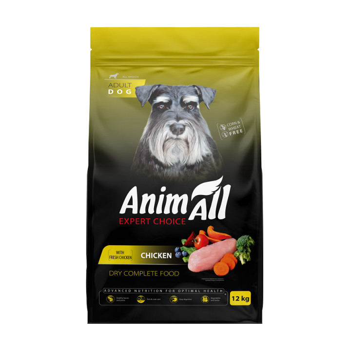 Сухой корм AnimAll для собак со свежей курицей, 12 кг