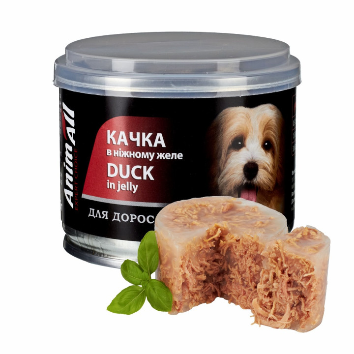 Влажный корм AnimAll для собак, утка в нежном желе, 195г