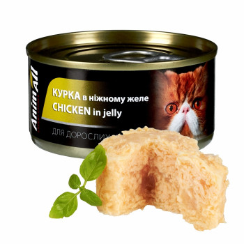 Влажный корм AnimAll для кошек, курица в нежном желе, 85г