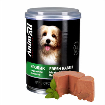 Влажный корм AnimAll для собак, кролик с кроличьей печенью, 375г