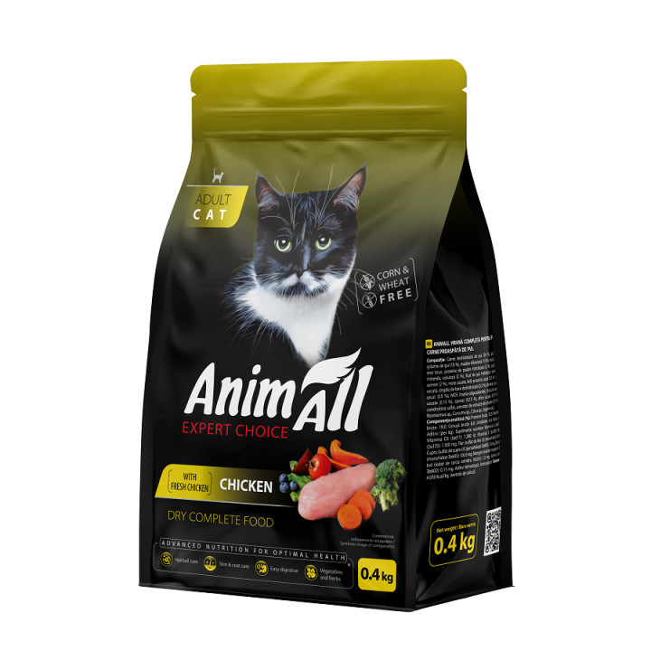 Сухой корм AnimAll для кошек со свежей курицей, 0,4 кг