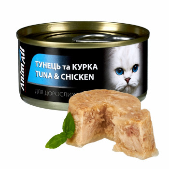 Влажный корм AnimAll для кошек, тунец с курицей, 85г