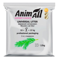 Древесный наполнитель AnimAll без аромата, для кошек, 10 + 2 кг в подарок