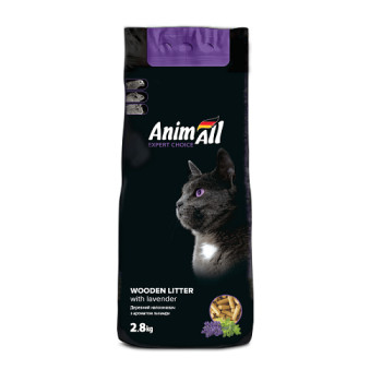 Древесный наполнитель AnimAll для котов, с ароматом лаванды, 2.8 кг