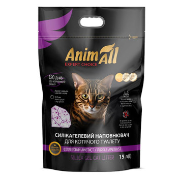 Силікагелевий наповнювач AnimAll Premium Кристали аметиста, для котів, 15 л (6.7 кг)