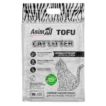 Соєвий наповнювач AnimAll Tofu з активованим вугіллям для котів, 10 літрів (4,66 кг)