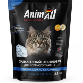 Наполнитель AnimAll Кристаллы аквамарина гигиенический силикагелевый для туалетов домашних животных 3.8 л