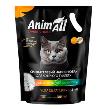 Наповнювач AnimAll гігієнічний силікагелевий з індикатором PH для туалетів домашніх тварин 3 л