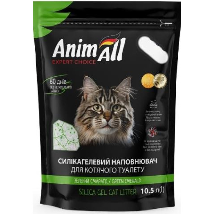 Силикагелевый наполнитель AnimAll Кристаллы изумруда, для кошек, 10.5 л (4.4 кг)