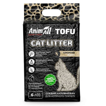 Соєвий наповнювач AnimAll Tofu Classic без аромату, для котів, 6 літрів (2,6 кг)