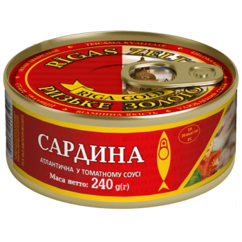 Сардина Ризьке золото атлантична смажена в томатному соусі 240 г