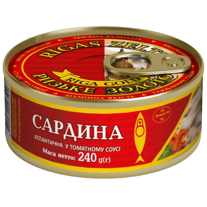 Сардина Ризьке золото атлантична смажена в томатному соусі 240 г