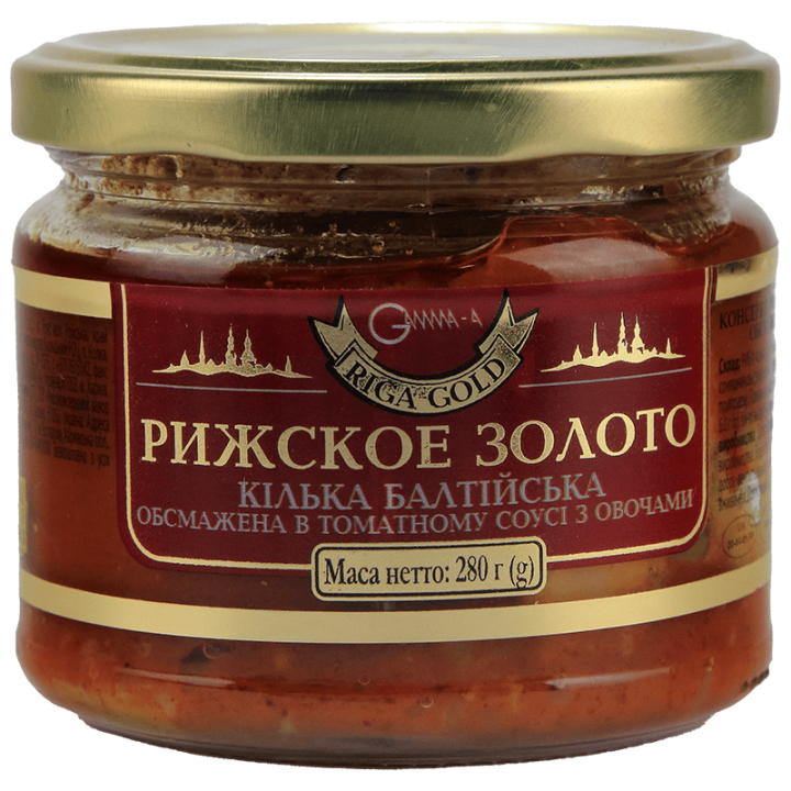 Кілька балтійська Ризьке золото смажена в томатному соусі з овочами 280 г